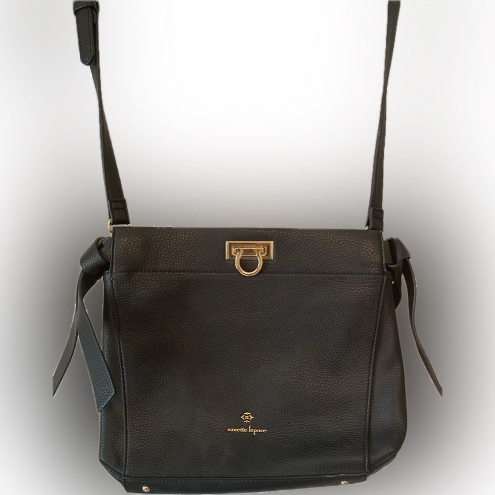 Nanette Lepore Vegan Leather Black Handbag with detachable crossbody strap. - Picture 4 of 8